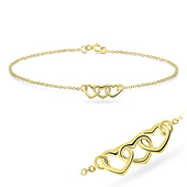 Gold Plated Triple Hearts Silver Bracelet BRS-41-GP